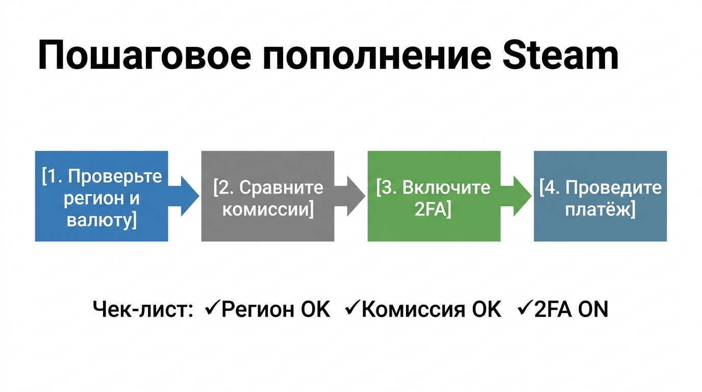 Пошаговое пополнение игрового кошелька в онлайн-сервисе Стим